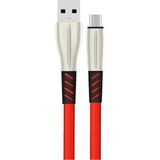 Mentra Online S88 Metal Uçlu Micro USB Kablo 1m 2.4A Koruyucu Kılıf - Kırmızı