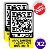 MEO 2'li Paket - Numarasız Numaratör - QR Kodlu Araç Numaratörü - Araç İçi Park Telefon Numarası (Dikey Etiket)