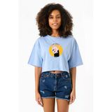 Meovv Meow Bebe Mavi Kadın Crop Tshirt