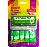 Meow Gourmet Krema Kedi Ödülü, Tavuklu ve Morina Balıklı, Tahılsız, 5 Tüp Içeren 60 Gramlık Paket