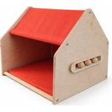Meowood Ahşap Kedi Evi –renkli Kumaş - Modern Iç Mekan Kedi Yuvası - - Kırmızı
