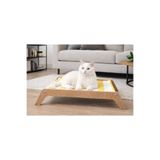 MeoWood Ahşap Kedi Yatağı – Yıkanabilir Hamak Tasarım (Sarı Beyaz)-Modern İç Mekan Kedi Yuvası-MeoWood
