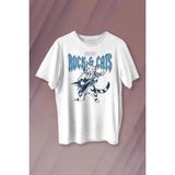Meowtallica Rock Cat Metallica Gitar Kedi Kısa Kollu Baskılı T-shirt Unisex Tişört Beyaz