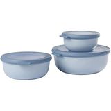 Mepal - Çok amaçlı Cirqula Round 3 parçalı set - Kapaklı saklama kabı - Saklama kutusu, buzdolabı, derin dondurucu ve mikrodalga fırın kabı olarak uygundur - 350 ml, 750 ml ve 1250 ml - Nordic Blue