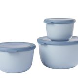 Mepal - Çok amaçlı Cirqula Round 3 parçalı set - Kapaklı saklama kabı - Saklama kutusu, buzdolabı, derin dondurucu ve mikrodalga fırın kabı olarak uygundur - 500 ml, 1000 ml ve 2000 ml - Nordic Blue