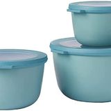 Mepal - Çok amaçlı Cirqula Round 3 parçalı set – kapaklı saklama kabı – saklama kutusu, buzdolabı, derin dondurucu ve mikrodalga fırın kabı olarak uygundur – 500 ml, 1000 ml ve 2000 ml – Nordic Green