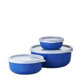 Mepal Lumina saklama kutusu, 3 parçalı set, buzdolabı, derin dondurucu, buharlı pişirici ve mikrodalga fırın için kapaklı saklama kapları, 250 ml, 750 ml ve 1500 ml, canlı mavi
