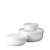 Mepal Lumina saklama kutusu, 3 parçalı set, buzdolabı, derin dondurucu, buharlı pişirme ve mikrodalga fırın için kapaklı saklama kapları, 250 ml, 750 ml ve 1500 ml – beyaz