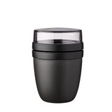 Mepal Taşınabilir müsli kabı, pratik yoğurt kabı, yoğurt ve müsli için bölmeler, derin dondurucu, mikrodalga fırın ve bulaşık makinesi için uygundur, 500 ml + 200 ml, Nordic Black