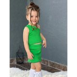 Meqlife Kız Çocuk Tek Omuz Crop Etekli Takım Yeşil - 1 - 2 Yaş