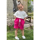 meqlife Kız Çocuk Yazlık Müslin Short Bluz Takım %100 Pamuk - Fuşya