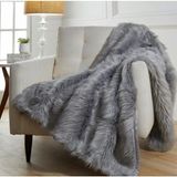 MER HOME Gri Peluş Koltuk Şalı (140X140) - 140 x 140 cm