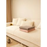 MER HOME Teddy Kıvırck Bohem Peluş Üç Kişilik Koltuk Için ( 1ADET ) Sadece Oturma Alanı Örtü 80 x 190 cm (ekru)