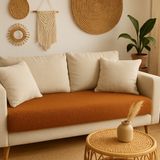 MER HOME Teddy Kıvırck Peluş Üç Kişilik Koltuk Için ( 1ADET ) Sadece Oturma Alanı Örtü 80 x 190 cm (Kiremit)