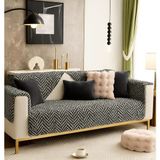 MER HOME Zikzak Chevron Desenli Peluş Üç Kişilik Koltuk Için (1ADET) 80*190CM Ölçü (Siyah) Sadece Oturma Örtü - 80 x 190 cm - Siyah - Beyaz