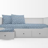 MER-TİM 70x130 Lastikli Ranforce Bebek Çarşaf Takımı-Mavi Yıldızlı (Mavi / 70C)
