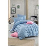 MER-TİM Tek Kişilik Lastikli Mavi Yıldız Desenli Pamuklu Ranforce Nevresim Takımı - 160 x 220