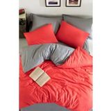 Mer-Tim Tek Kişilik Small Size 135x200 Çift Taraflı Nevresim Yorgan Kılıfı Kırmızı-Gri