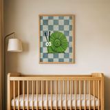 Meraklı Salyangoz Çocuk Odası Duvar Posteri Çerçeveli Tablo Duvar Dekorasyonu - 30 x 40 - Ahşap Çerçeveli