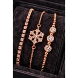 Merand Rose Gold Su Yolu Bileklik – Kar Tanesi & Taşlı Bileklik Seti – Kadın Takı