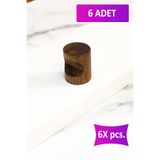 merbiles 6 Adet Notched Ahşap Düğme Kulp Modern Çekmece Dolap Kulpu Tek Delikli Iskandinav Tasarım Ceviz