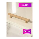 merbiles 6 Adet Roll Ahşap Kulp 32 Cm (320 MM) Çekmece Kulpu Modern Dolap Kolu Mobilya Kulp