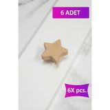 merbiles 6 Adet Yıldız Şekilli Ahşap Kulp Çocuk Bebek Odası Mobilya Kulpu Dolap Çekmece Kulpu Düğme Kulp