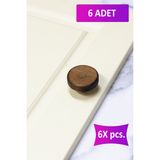 Merbiles 6 Adet Yuvarlak Daire Şekilli Ahşap Kulp Çocuk Bebek Odası Mobilya Kulpu Dolap Çekmece Düğme Kulp - Ceviz