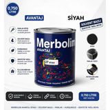 Merbolin MS075 Avantaj Sentetik Yağlı Boya Siyah Renk 0,75 Litre Siyah Yağlı Boya