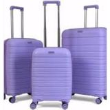 Mercan Bags Karbon Pp Büyük Boy Horizon Serisi Kırılmaz Seyahat Valizi 3'lü Set - Lila