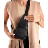 Mercan Bags Unisex Vegan Deri Çapraz Göğüs ve Omuz Çantası - Body Bag - Siyah