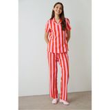 Mercan Chill Days Çizgili Gömlek Yaka Pamuklu Kısa Kollu Pijama Takımı