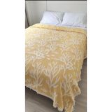 Mercan Desen 4 Katlı Müslin Pike Yatak Örtüsü Battal Boy 240x260 cm Hardal