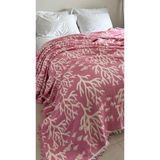 Mercan Desen 4 Katlı Müslin Pike Yatak Örtüsü Battal Boy 240x260 cm Pembe