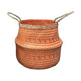 Mercan Hasır Sepet M 36X32 cm Turuncu