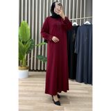 mercan moda MİNA ELBİSE Kristal Kumaş Kadın Bordo Önü Taş Detaylı Şık Rahat Kesim Elbise