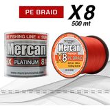 Mercan PE Örgü Platinum 8X İp 0.25 mm - 500 mt Turuncu Misina