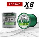 Mercan PE Örgü Platinum 8X İp 0.30 mm - 500 mt Yeşil Misina