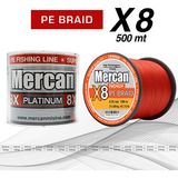 Mercan Pe Örgü Platinum 8X İp 0.35 mm - 500 mt Turuncu Misina