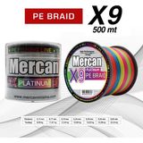 Mercan PE Örgü Platinum 9X İp 0.23 mm - 500 mt Multicolor Misina