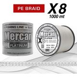 Mercan Pe Örgü Platinum X8 İp 0.08 mm - 1000 mt Beyaz Misina