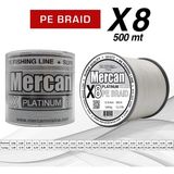Mercan Pe Örgü Platinum X8 İp 0.10 mm - 500 m Beyaz Misina