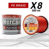 Mercan Pe Örgü Platinum X8 İp 0.12 mm - 500 mt Turuncu Misina
