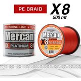 Mercan Pe Örgü Platinum X8 İp 0.14 mm - 500 mt Turuncu Misina