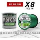 Mercan Pe Örgü Platinum X8 İp 0.24 mm - 1000 mt Yeşil Misina