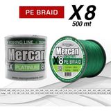 Mercan PE Örgü Platinum X8 İp 500 m Yeşil 0.14 mm Misina