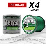 Mercan PE Örgü Premium 4X İp 0.14 mm - 1000 mt Yeşil Misina