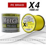 Mercan Pe Örgü Premium 4x Ip 1000 M Fosforlu Sarı Misina - 0,16 mm - 1000 m