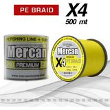 Mercan Pe Örgü Premium 4x Ip 500 M Fosforlu Sarı Misina - 0,16 mm - 500 m