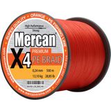 Mercan Pe Örgü Premium X4 İp 0.24 mm - 500 mt Turuncu Misina